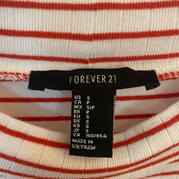 Forever 21 Red and White Striped Short Sleeve Shirt - Picture 3 of 5